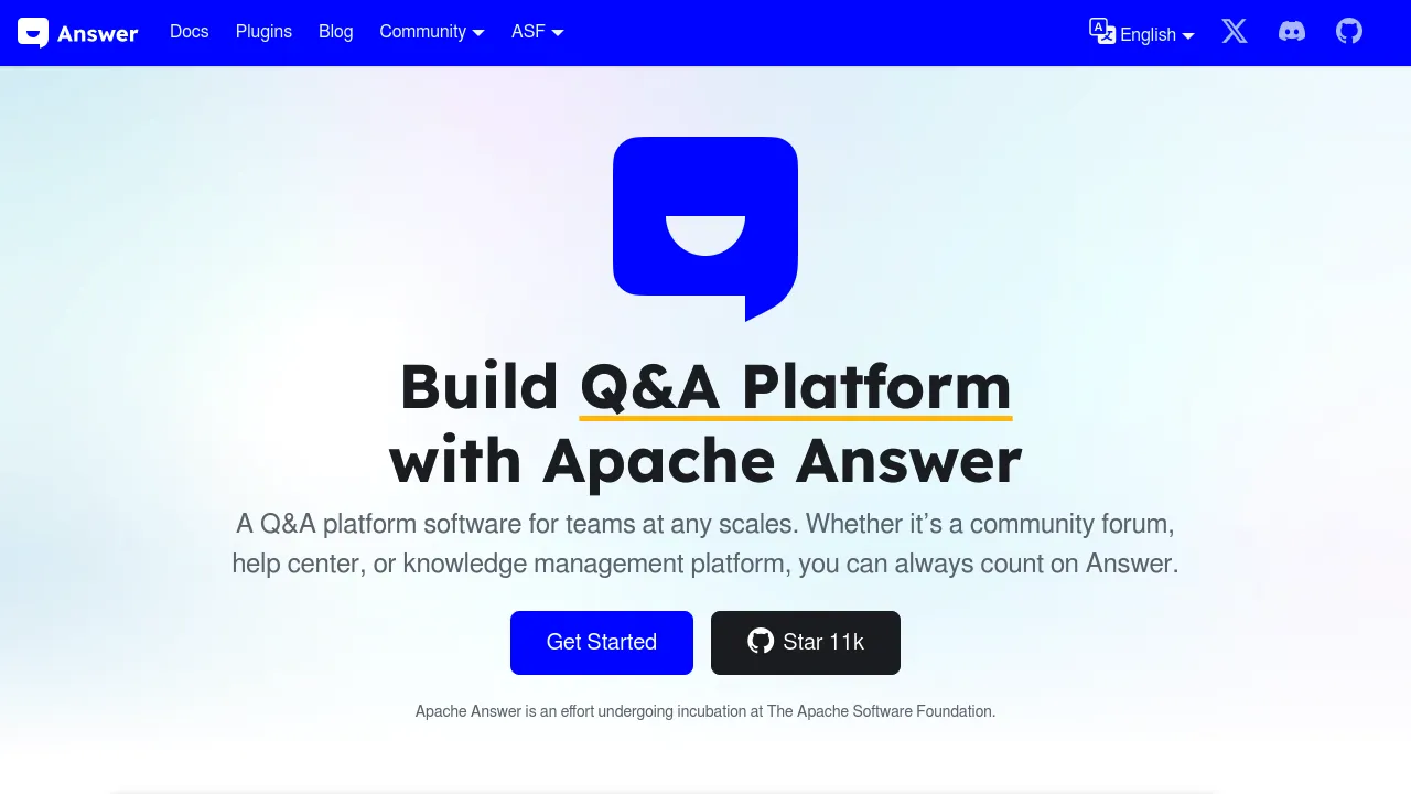 Screenshot of Apache Answer website