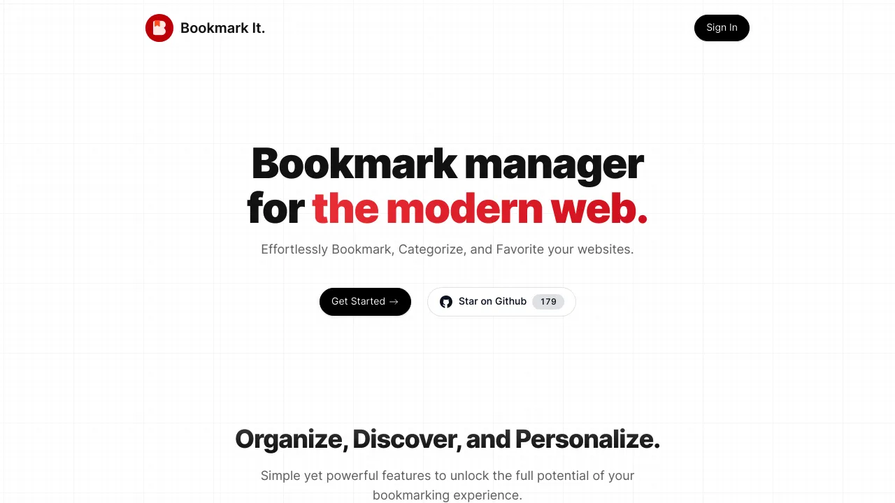 Screenshot of Bookmark It website