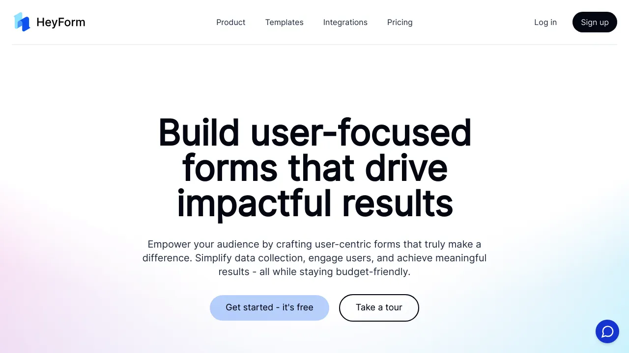 Screenshot of HeyForm website