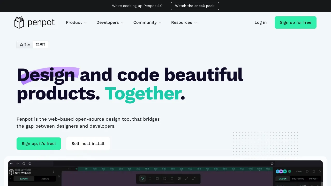 Screenshot of Penpot website