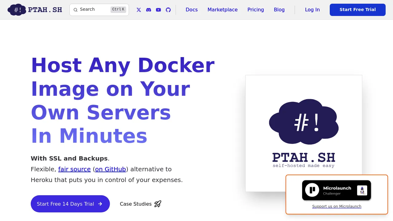 Screenshot of Ptah.sh website