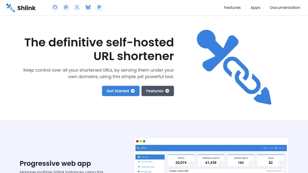 Screenshot of Shlink website