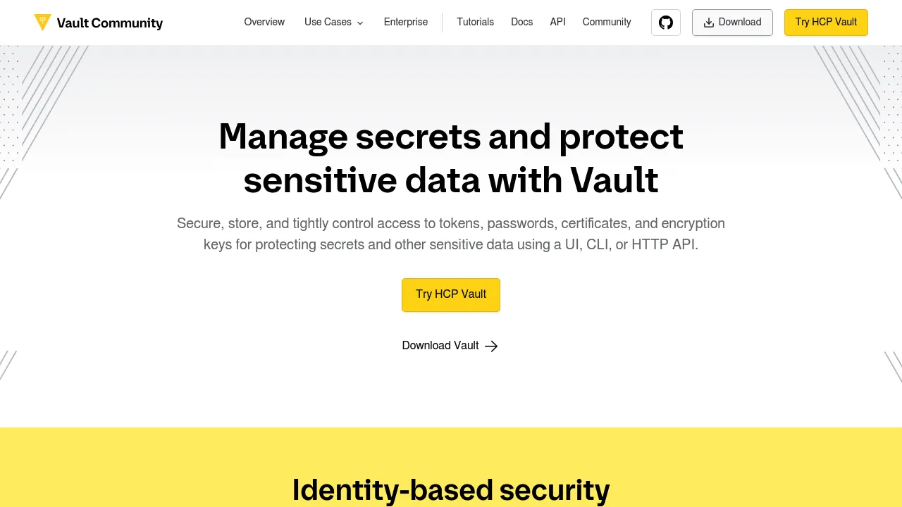 Screenshot of HashiCorp Vault website